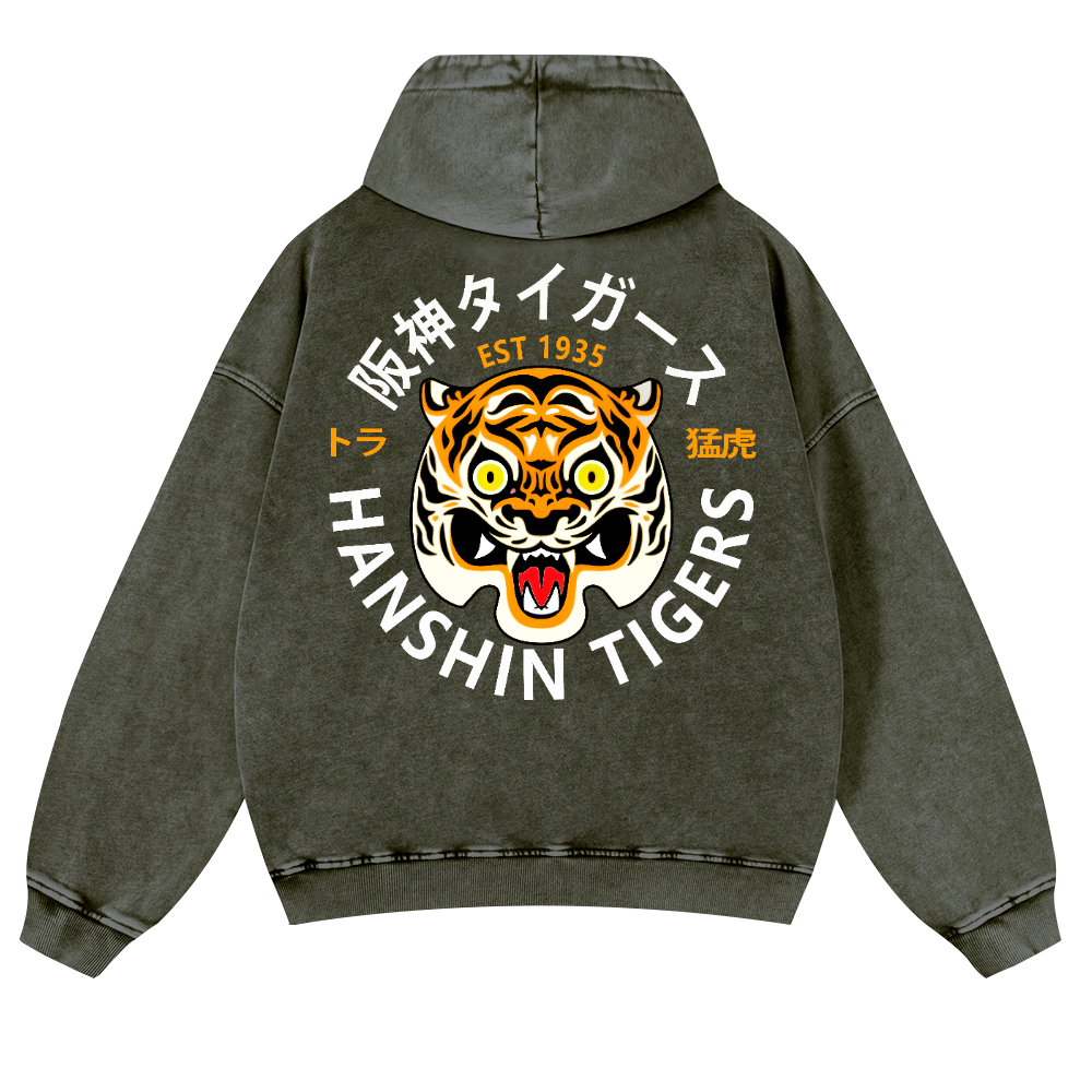 Hanshin Tigers Vintage Washed Cotton Back Art Hoodie