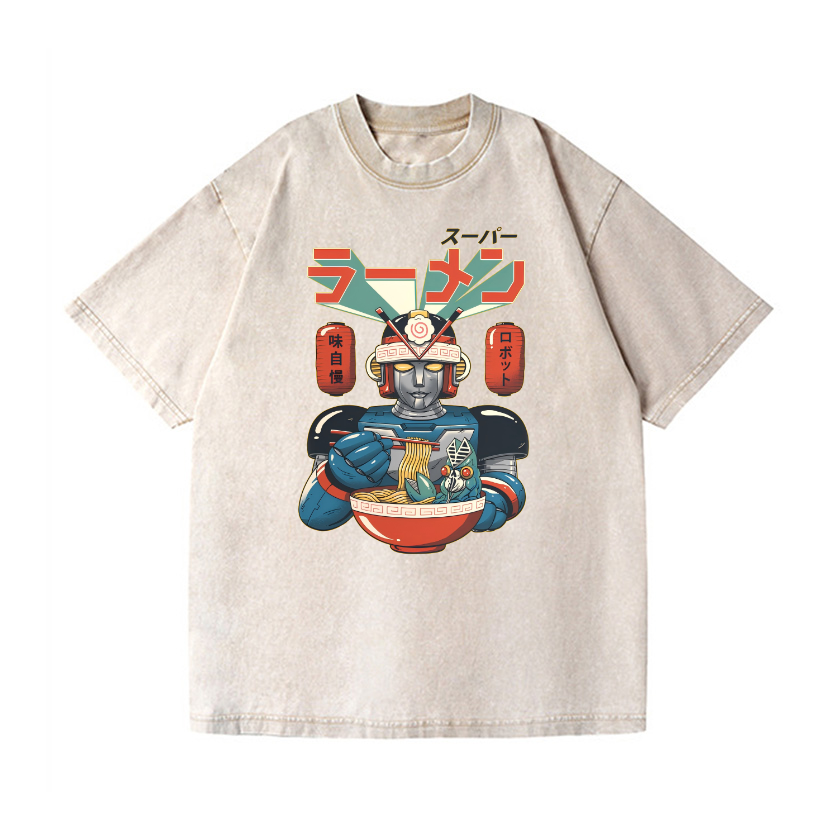 Ramen Robot Vintage Wash Japanese Design T-Shirt