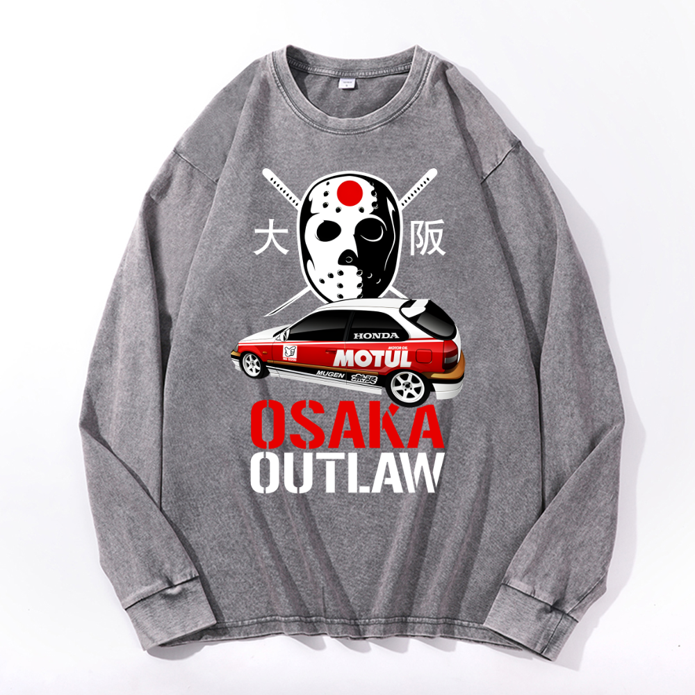 Osaka Outlaw Vintage Cotton Wash Crewneck Long-Sleeve T-Shirt