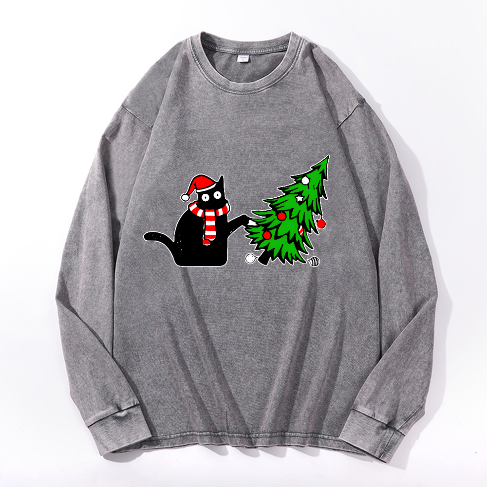 Vintage Cotton Wash Crewneck Long-Sleeve T-Shirt