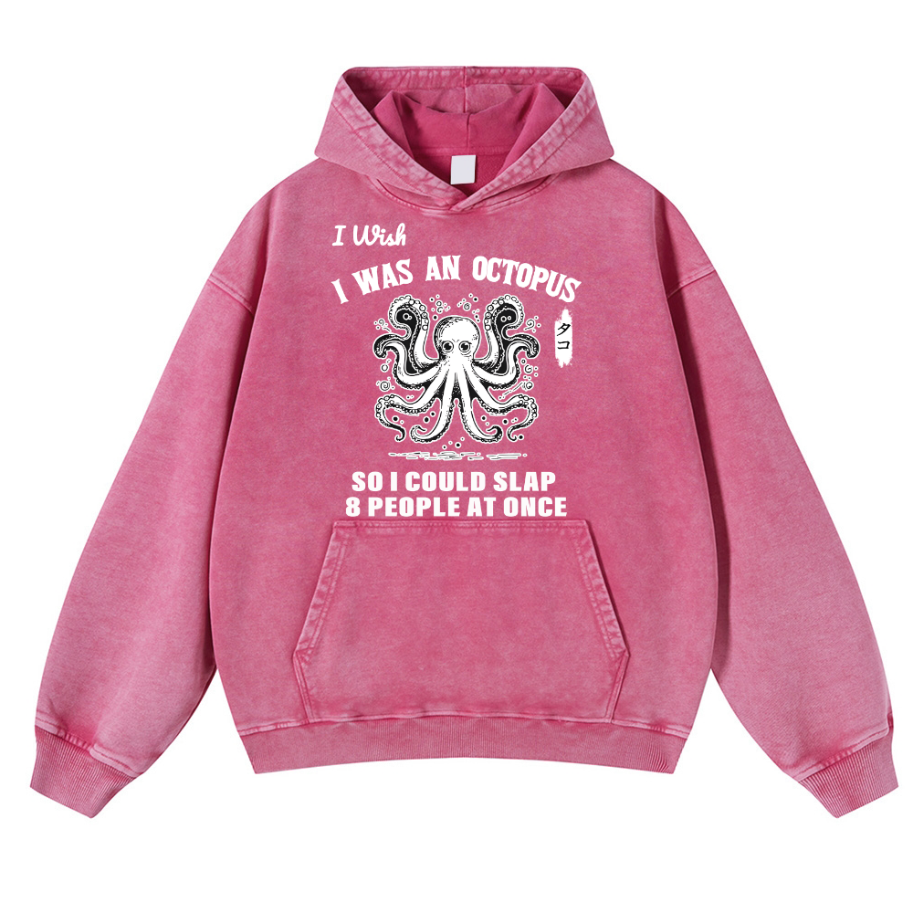 Octopus Vintage Washed Thick Cotton Hoodie
