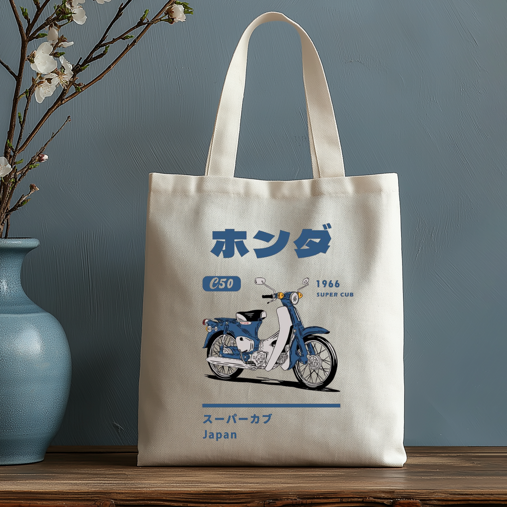 C50 Super Cub Japanese Style Canvas Tote Bag