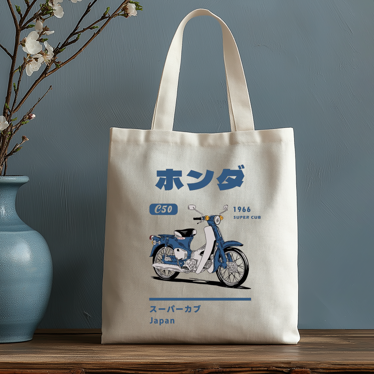 C50 Super Cub Japanese Style Canvas Tote Bag