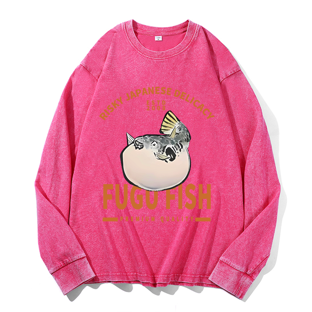 Vintage Cotton Wash Crewneck Long-Sleeve T-Shirt