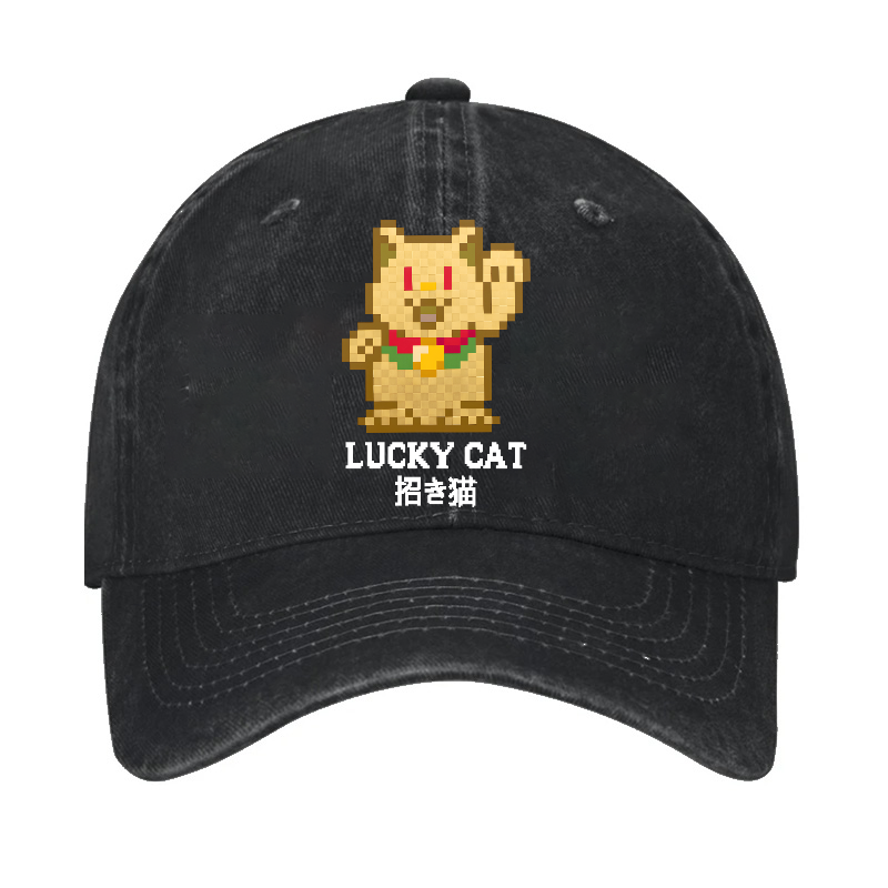 Mosaic Lucky Cat Vintage Cotton Cap