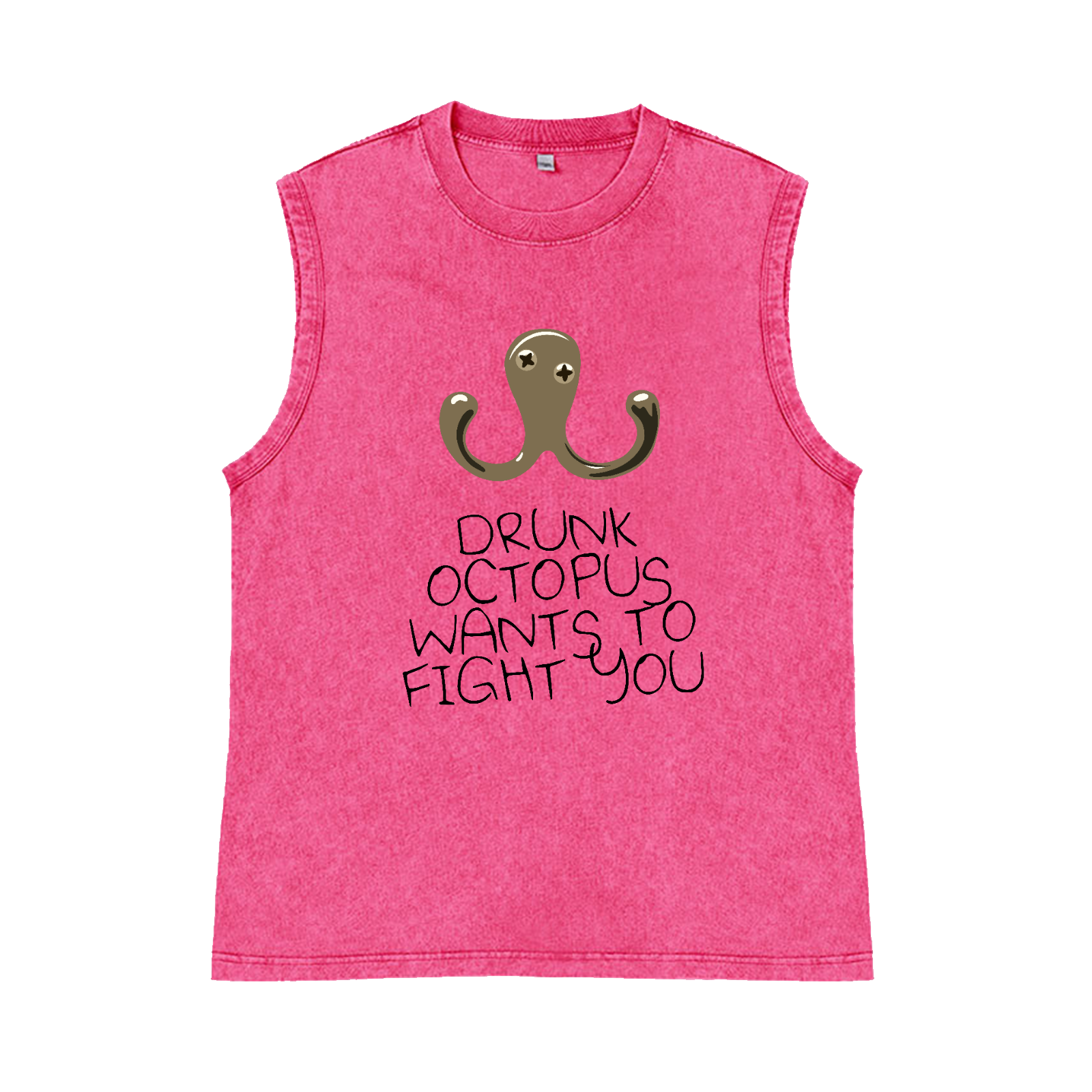 Drunken Octopus Pure Cotton Wash-Dyed Sleeveless Tank Top