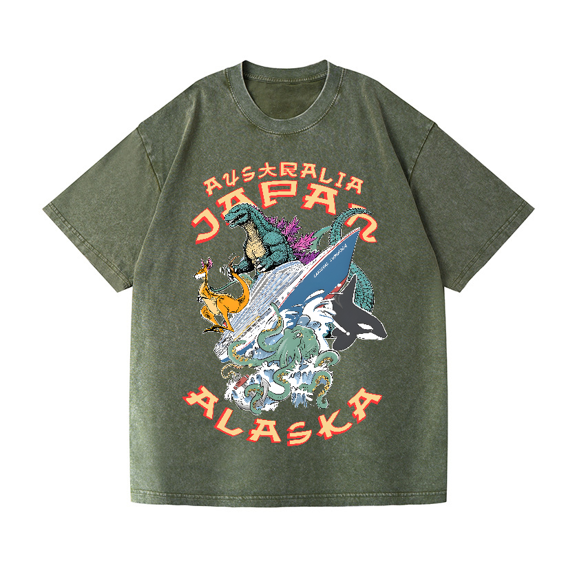 Japan Alaska Kaiju Vintage Wash Japanese Design T-Shirt