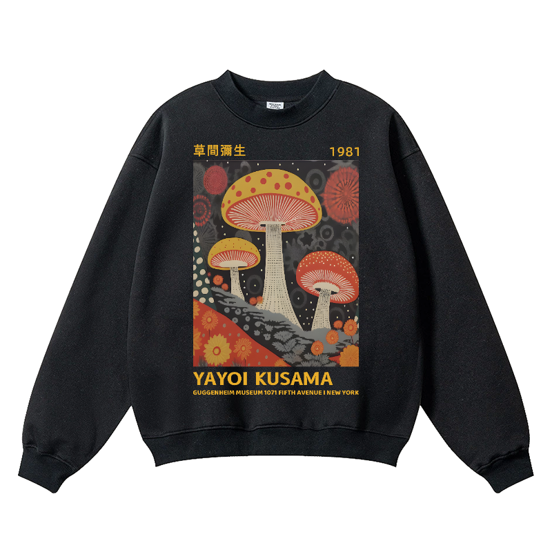 Yayoi Kusama Mushroom Vintage Cotton Blend Crewneck Sweatshirt