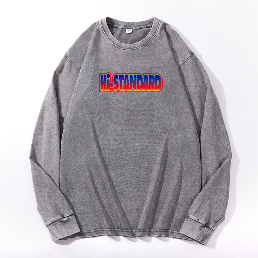 Vintage Cotton Wash Crewneck Long-Sleeve T-Shirt