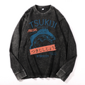 Tsukiji Market Vintage Cotton Wash Crewneck Long-Sleeve T-Shirt