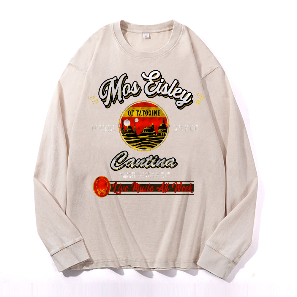 Mos Eisley Cantina Vintage Cotton Wash Crewneck Long-Sleeve T-Shirt
