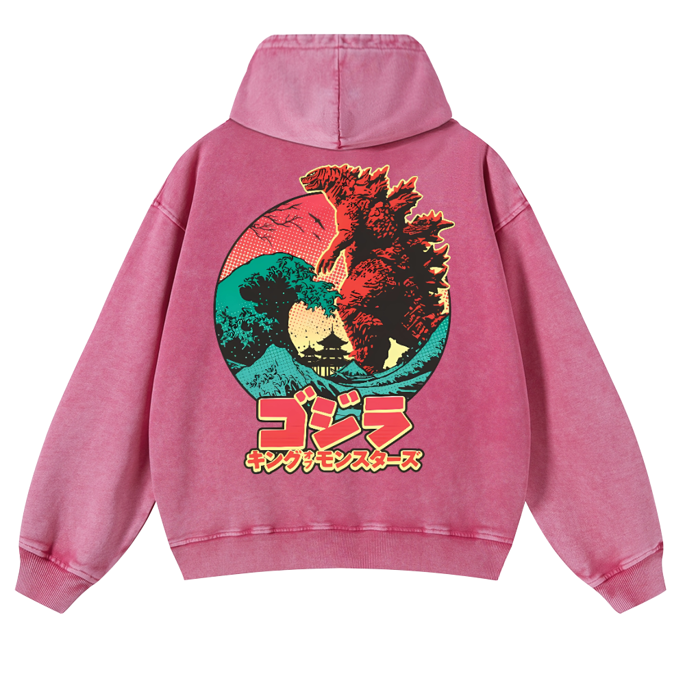 Kaiju Vintage Washed Cotton Back Art Hoodie
