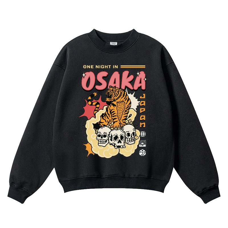 Osaka Tiger Vintage Cotton Blend Crewneck Sweatshirt