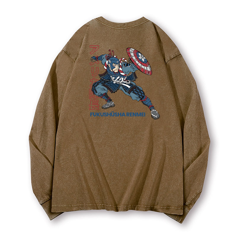 Captain Vintage Washed Cotton Back Art Long-sleeve T-shirt