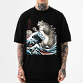 Cat Kaiju Ukiyoe Great Wave Japanese Style Classic Tee
