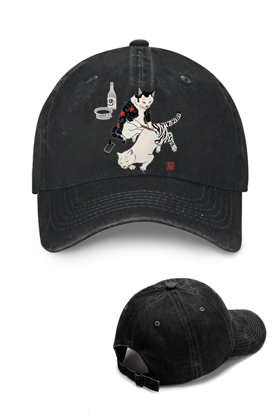 Cat Tattoo Vintage Cotton Cap