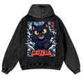Catzilla Cat Kaiju Vintage Washed Cotton Back Art Hoodie
