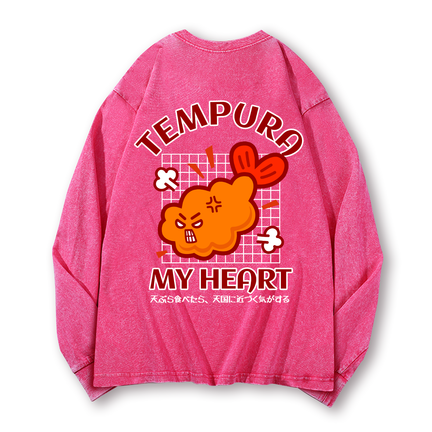 Tempura Vintage Washed Cotton Back Art Long-sleeve T-shirt
