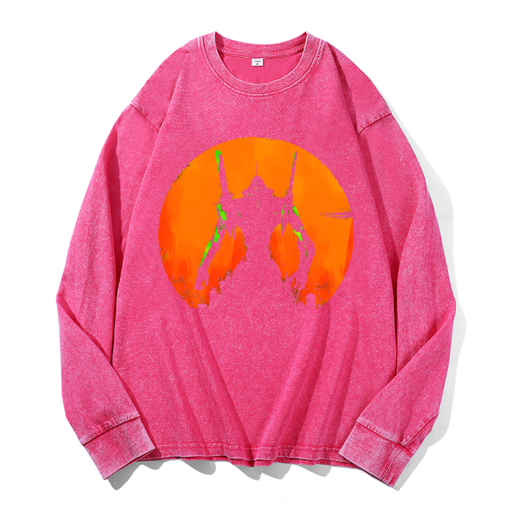 Vintage Cotton Wash Crewneck Long-Sleeve T-Shirt