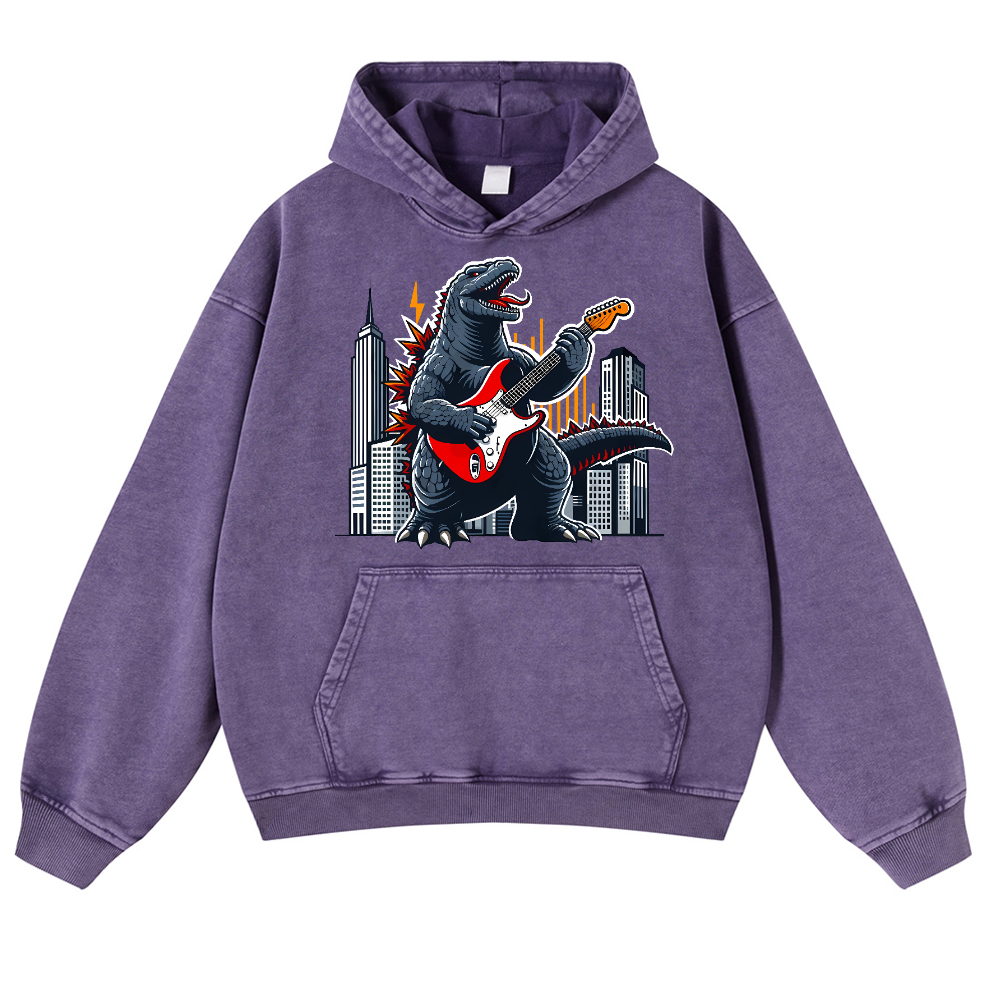 Rock Kaiju Vintage Washed Thick Cotton Hoodie