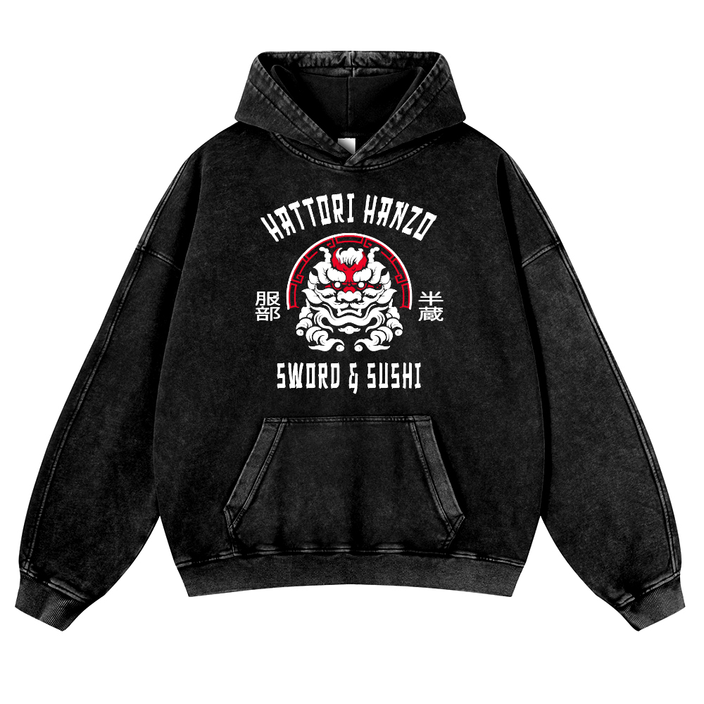 Hattori Hanzo Komainu Vintage Washed Thick Cotton Hoodie