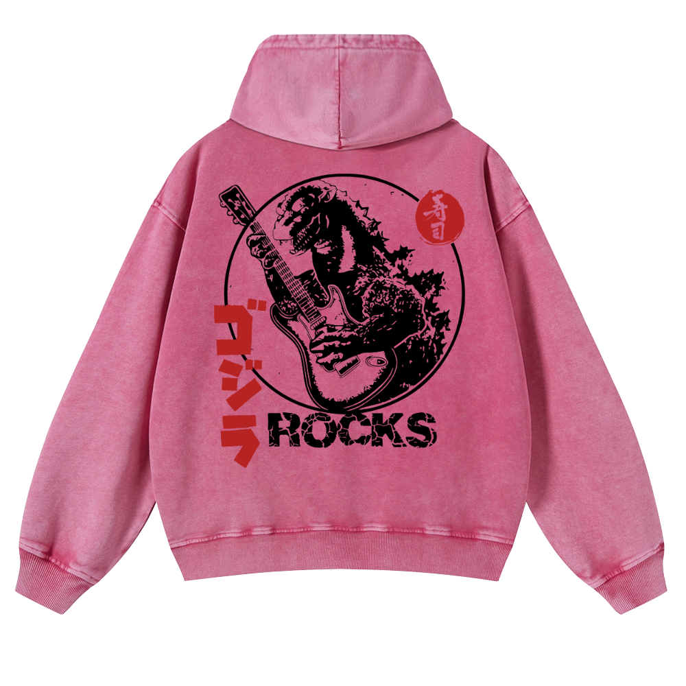 Rock Kaiju Vintage Washed Cotton Back Art Hoodie