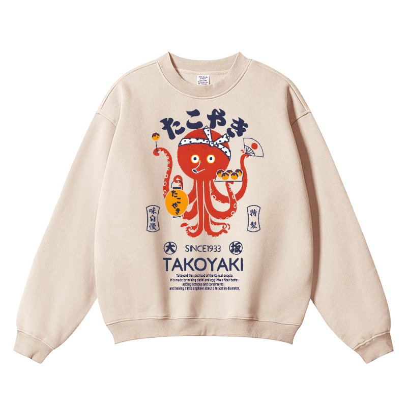 Takoyaki Octopus Vintage Cotton Blend Crewneck Sweatshirt