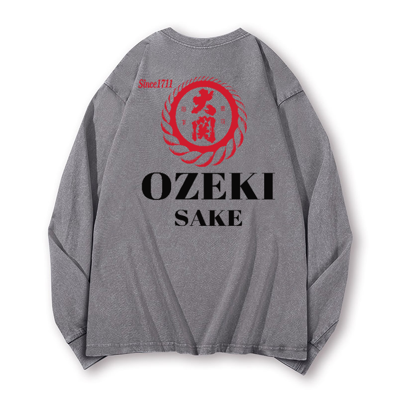 Ozeki Sake Vintage Washed Cotton Back Art Long-sleeve T-shirt