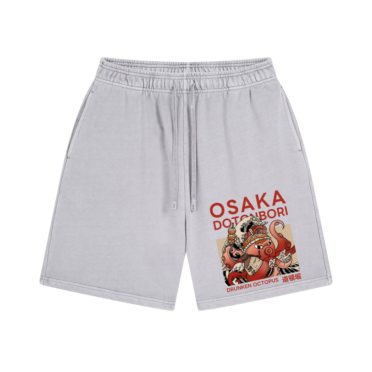 Osaka Dotonbori Octopus Vintage Pure Thick Cotton Shorts