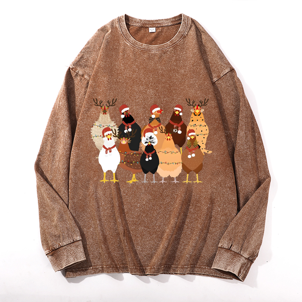 Vintage Cotton Wash Crewneck Long-Sleeve T-Shirt