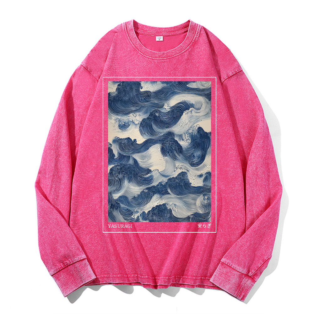 Yasuragi Wave Vintage Cotton Wash Long-sleeve T-shirt