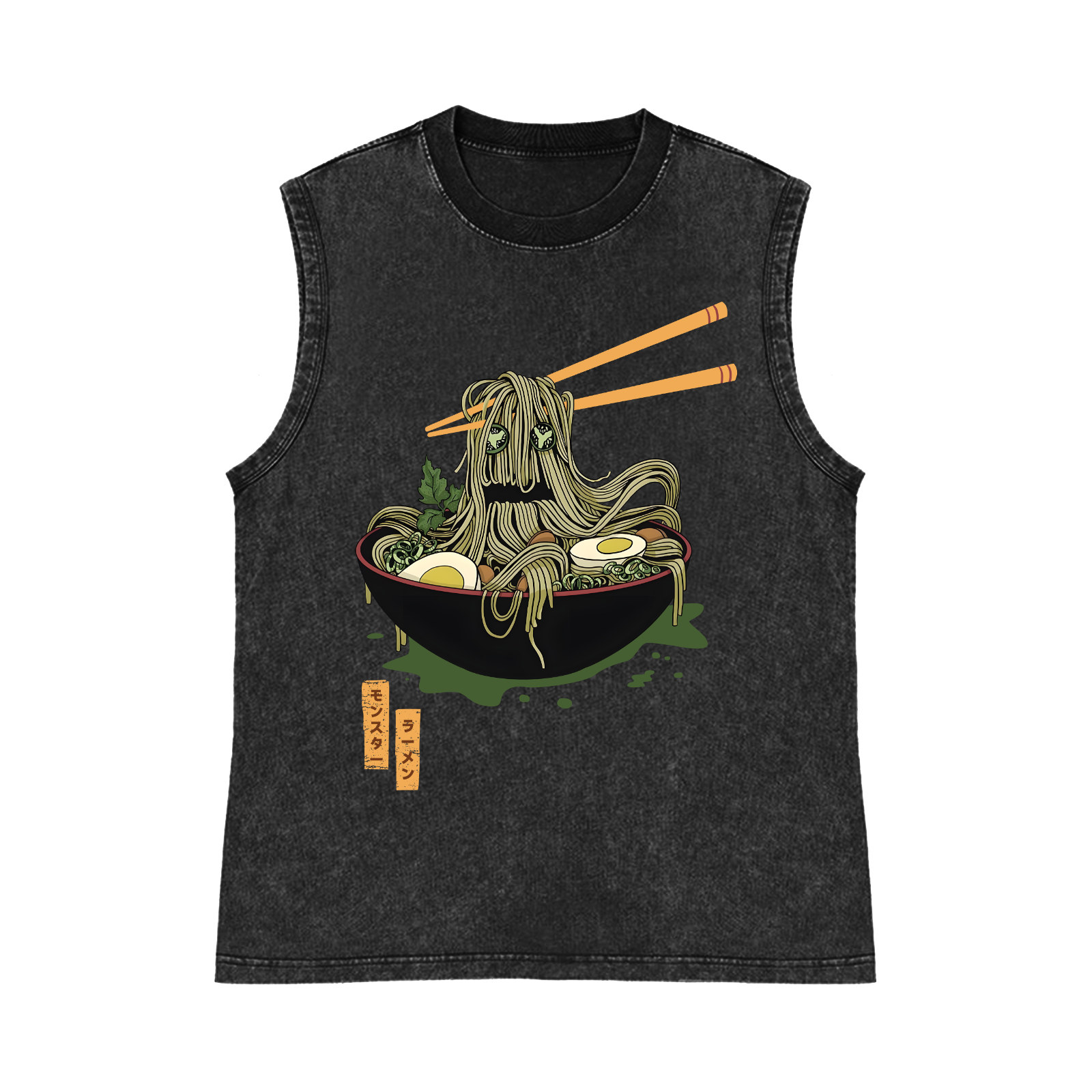 Ramen Monster Pure Cotton Wash-Dyed Sleeveless Tank Top