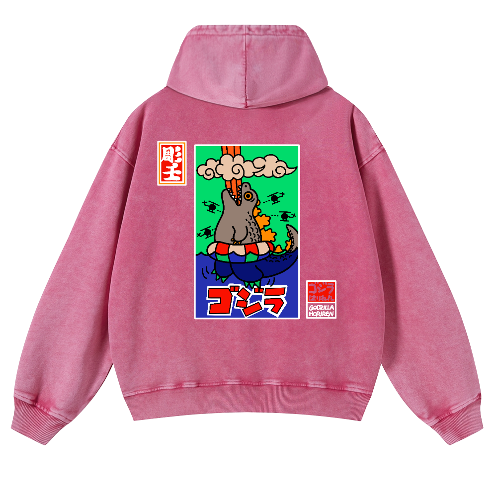 Kaiju Vintage Washed Cotton Back Art Hoodie