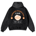 Hokkaido Ramen Shop Vintage Washed Cotton Back Art Hoodie