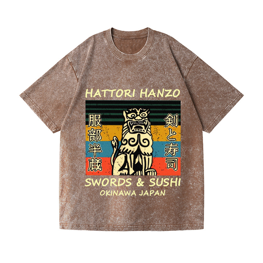 Hattori Hanzo Komainu Okinawa Japan Vintage Wash Japanese Design T-Shirt