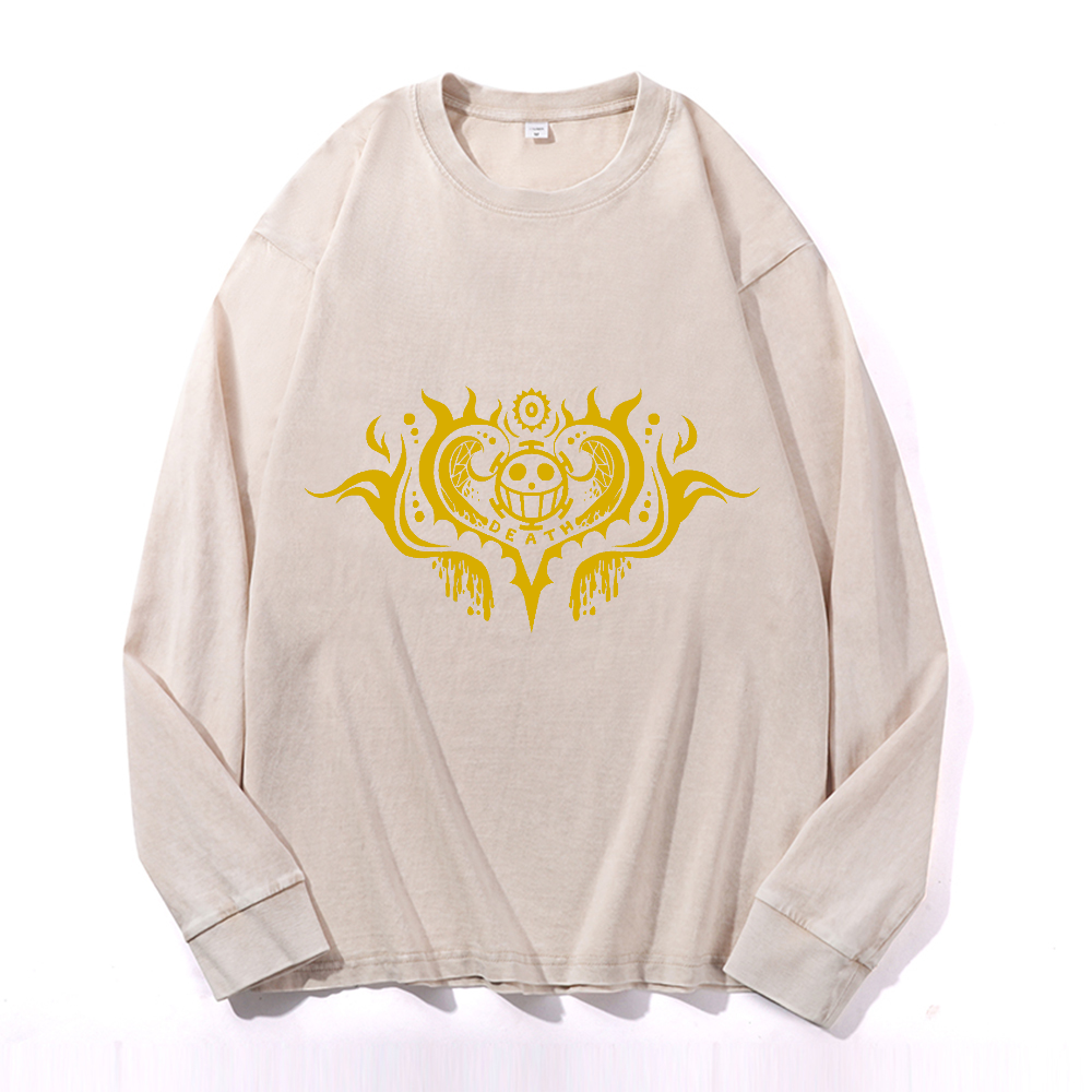 Vintage Cotton Wash Crewneck Long-Sleeve T-Shirt