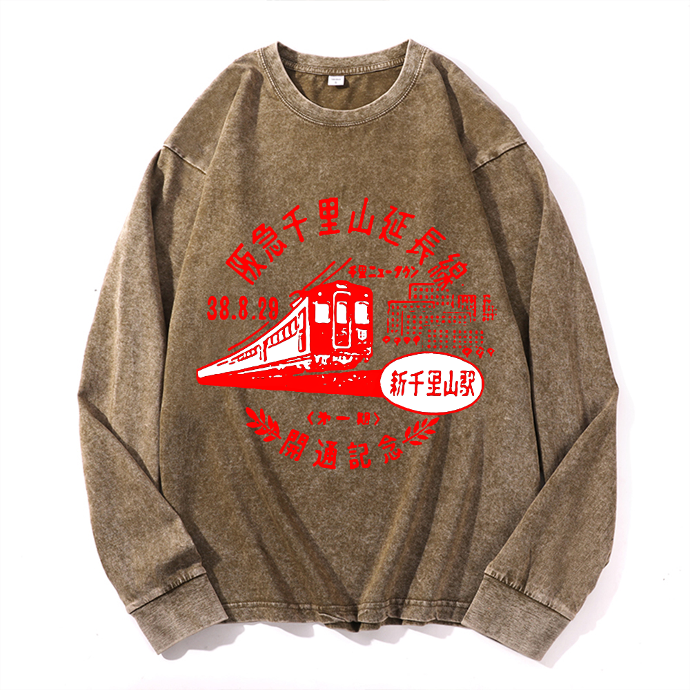 Vintage Cotton Wash Crewneck Long-Sleeve T-Shirt