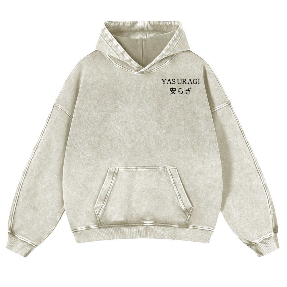 Yasuragi Vintage Washed Cotton Back Art Hoodie
