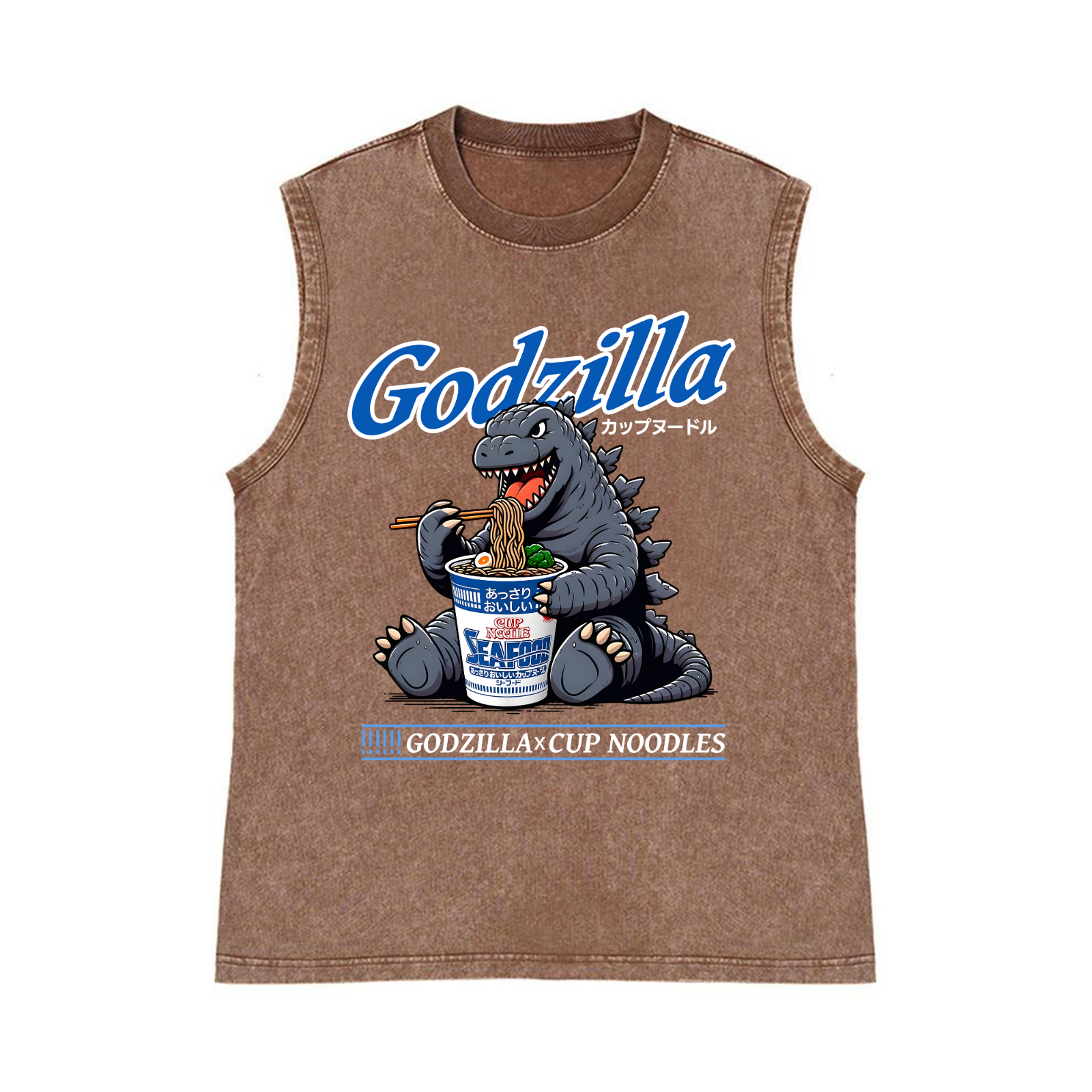 Kaiju Cup Noodles Pure Cotton Wash-Dyed Sleeveless Tank Top