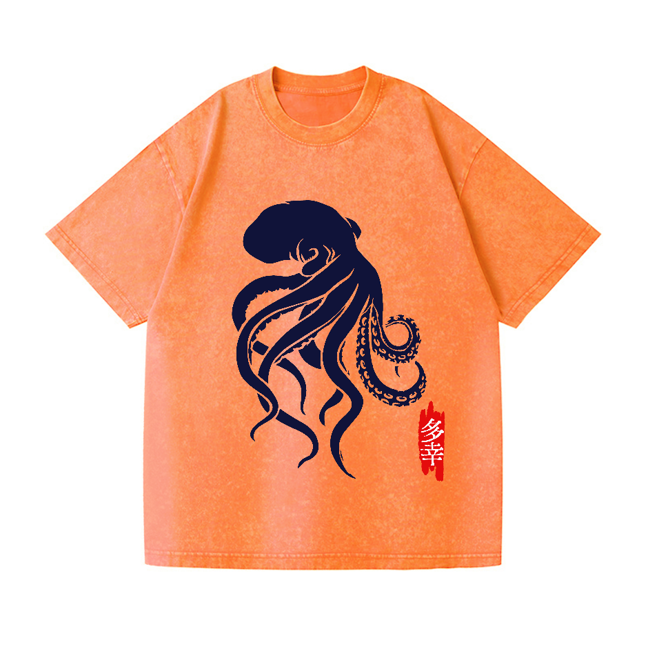 Octopus Vintage Wash Japanese Design T-Shirt