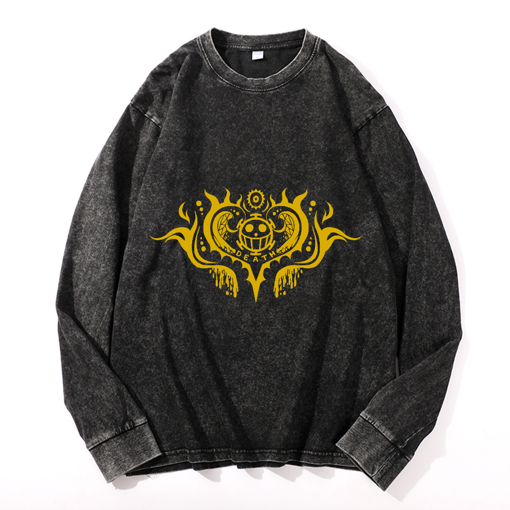 Vintage Cotton Wash Crewneck Long-Sleeve T-Shirt