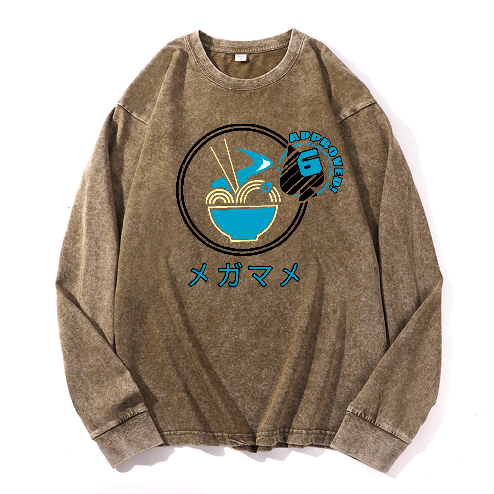 Ramen Vintage Cotton Wash Crewneck Long-Sleeve T-Shirt
