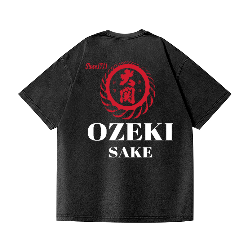 Ozeki Sake Vintage Wash Japanese Design Back Art T-Shirt