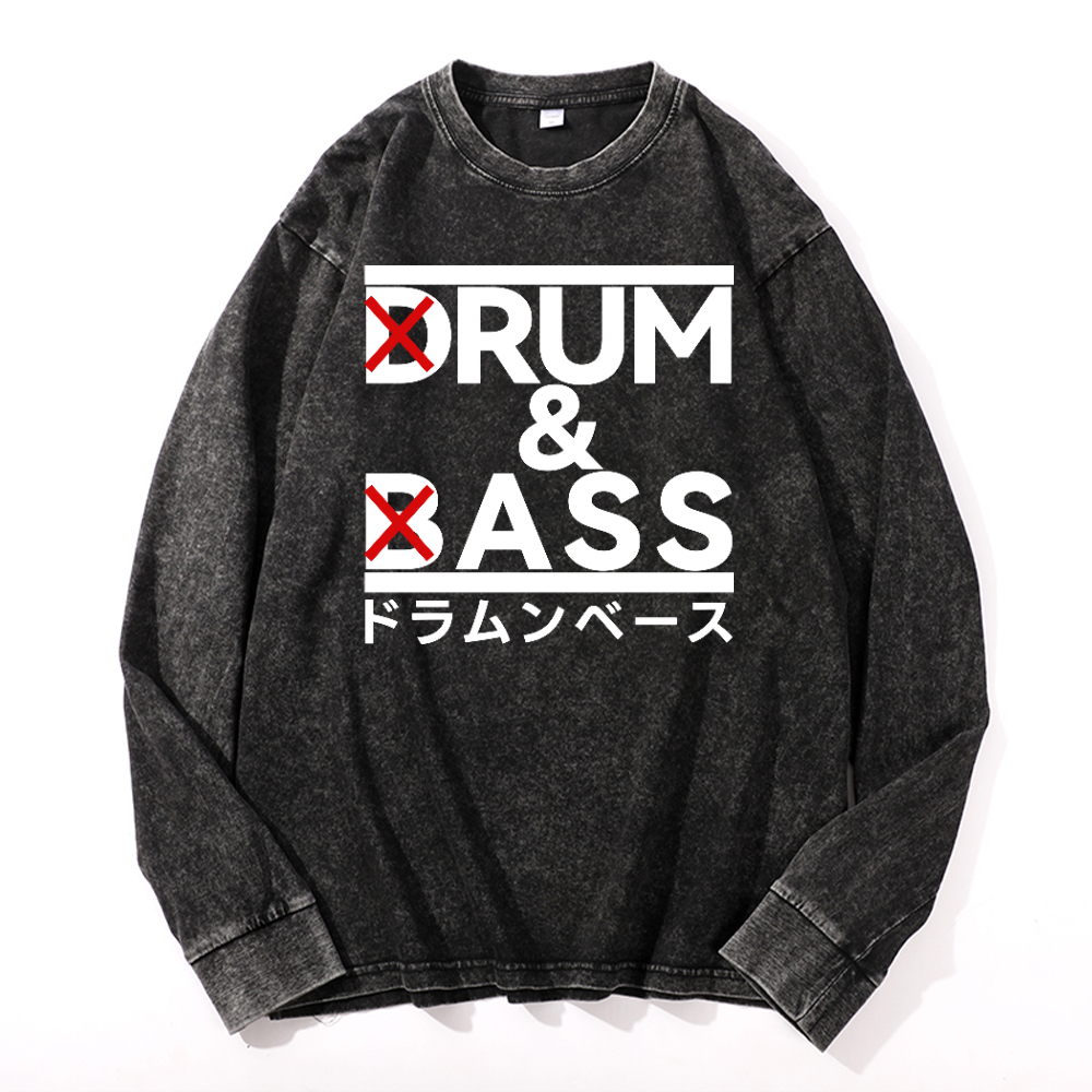 Drum and Bass Vintage Cotton Wash Long-sleeve T-shirt