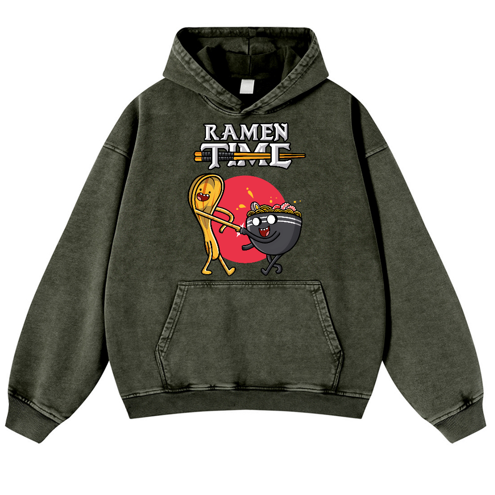 Ramen Vintage Washed Thick Cotton Hoodie