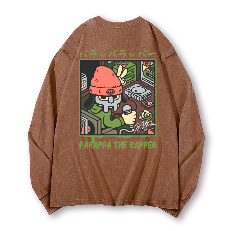 PaRappa the Rapper Vintage Washed Cotton Back Art Long-sleeve T-shirt