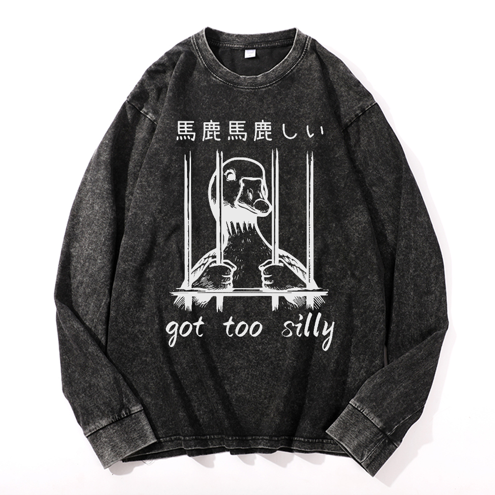 Duck Vintage Cotton Wash Crewneck Long-Sleeve T-Shirt