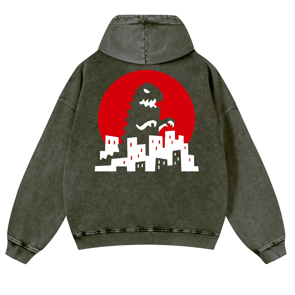 Kaiju Vintage Washed Cotton Back Art Hoodie