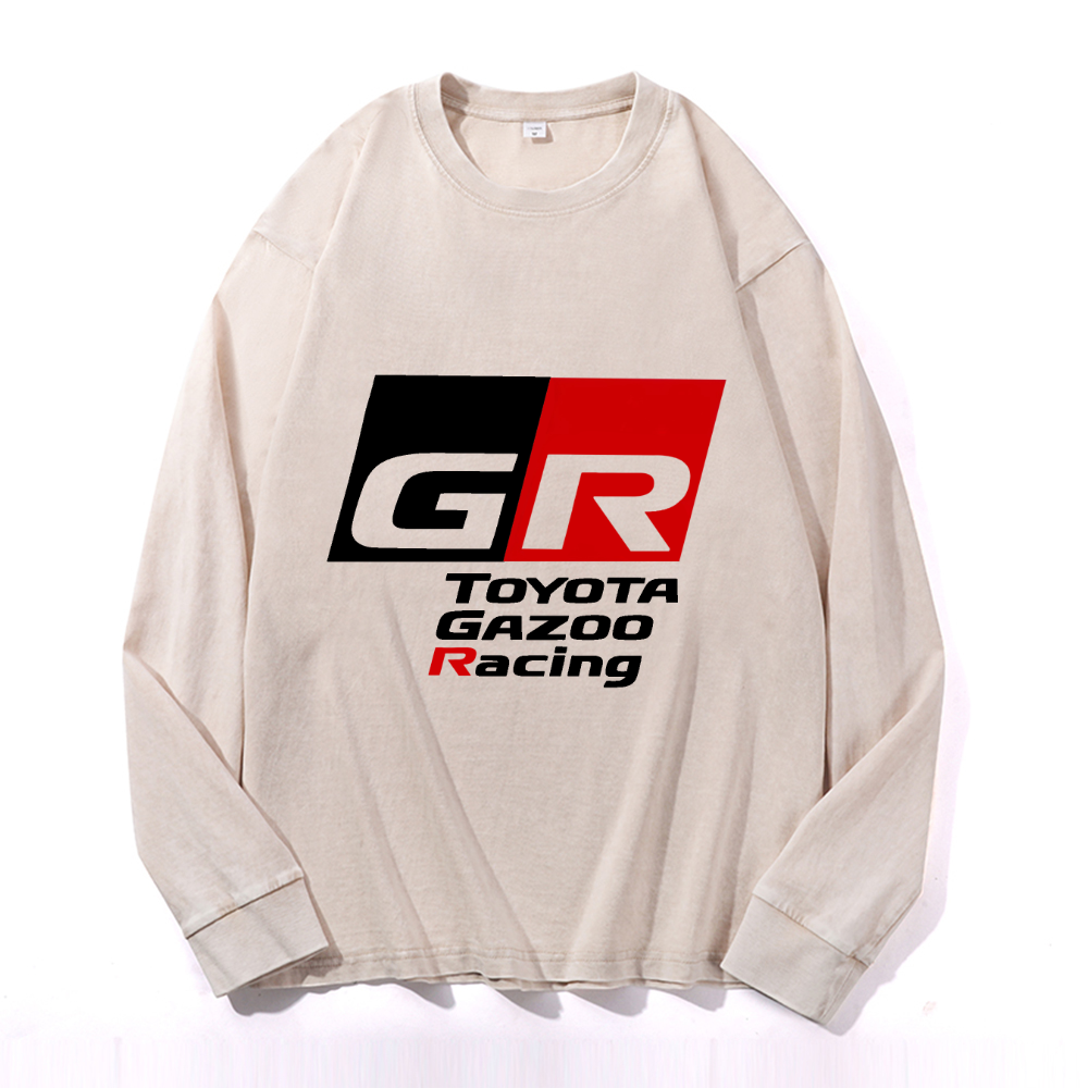 Vintage Cotton Wash Crewneck Long-Sleeve T-Shirt