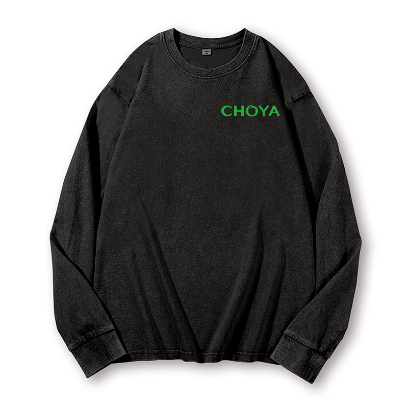 Choya Vintage Washed Cotton Back Art Long-sleeve T-shirt